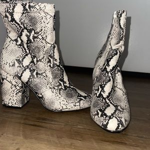 Madden Girl snakeskin heeled booties